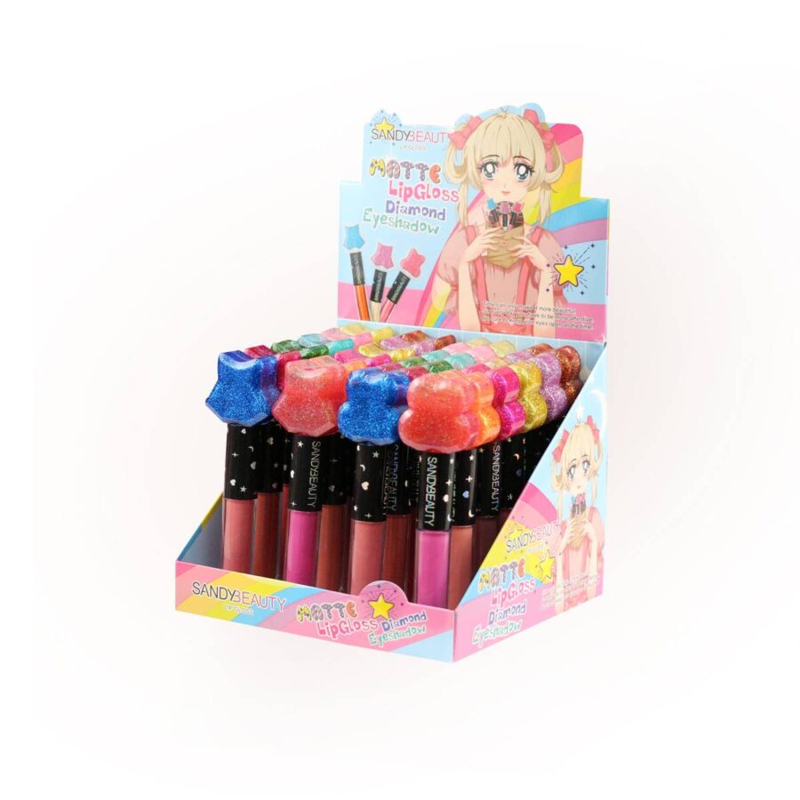 Gloss matte +        delineador con glitter