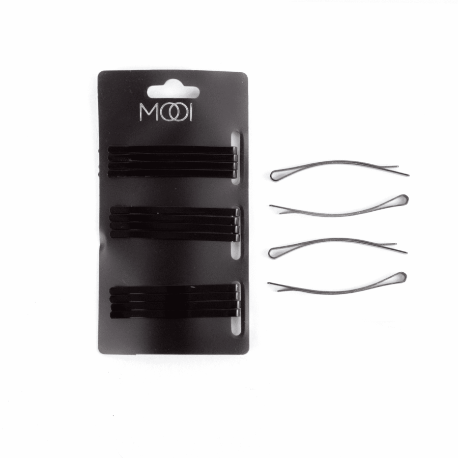 Pasador plano MOOI color negro 6.5 cm con 12 piezas