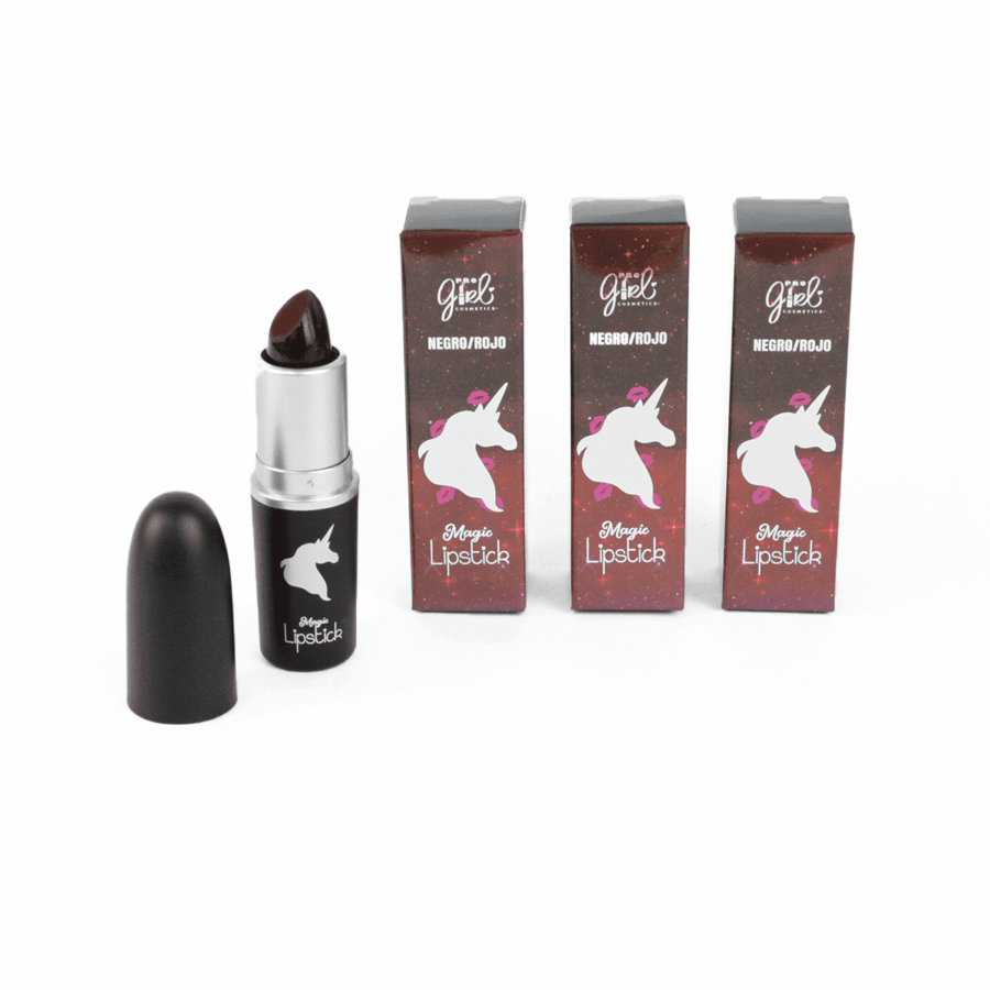 PRO GIRL           Labial magico pinta rojo y al retirar queda en un rosa indeleble