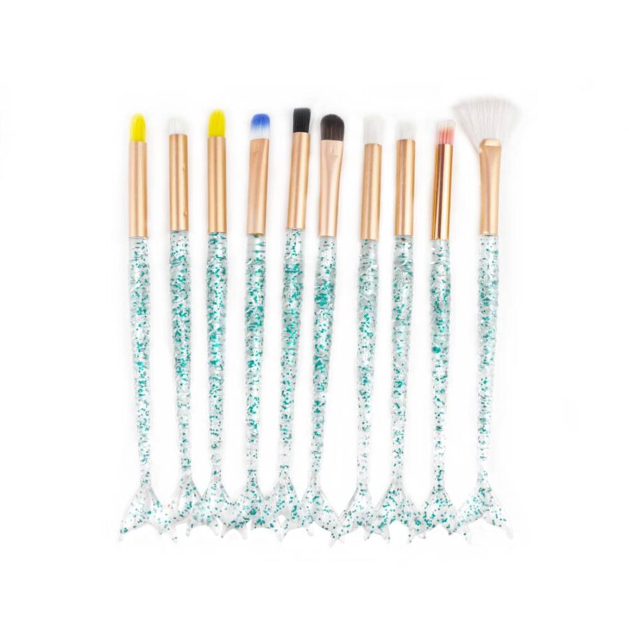 Set con 10 brochas diseño de sirena semi transparente - Imagen 3