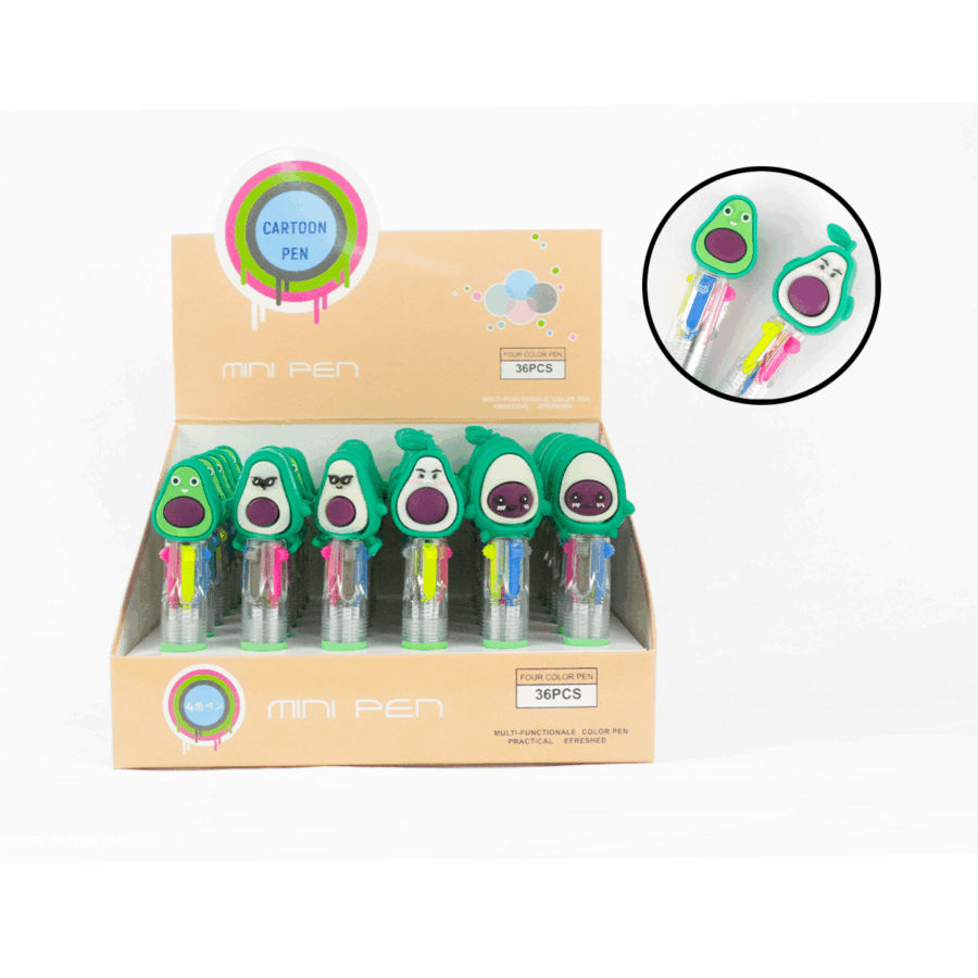 Pluma de figuras de aguacatitos cajita de 36 piezas