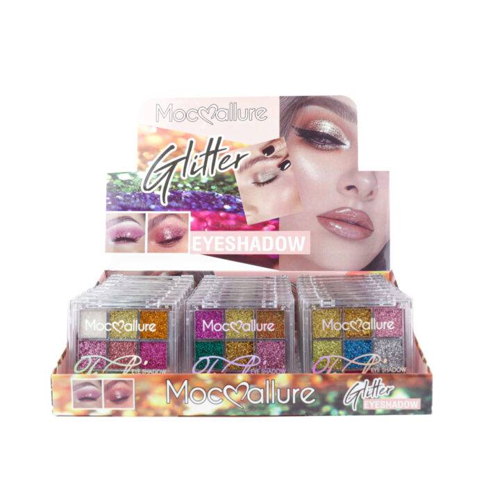 Sombra de bolsillo en glitter con 24 piezas
