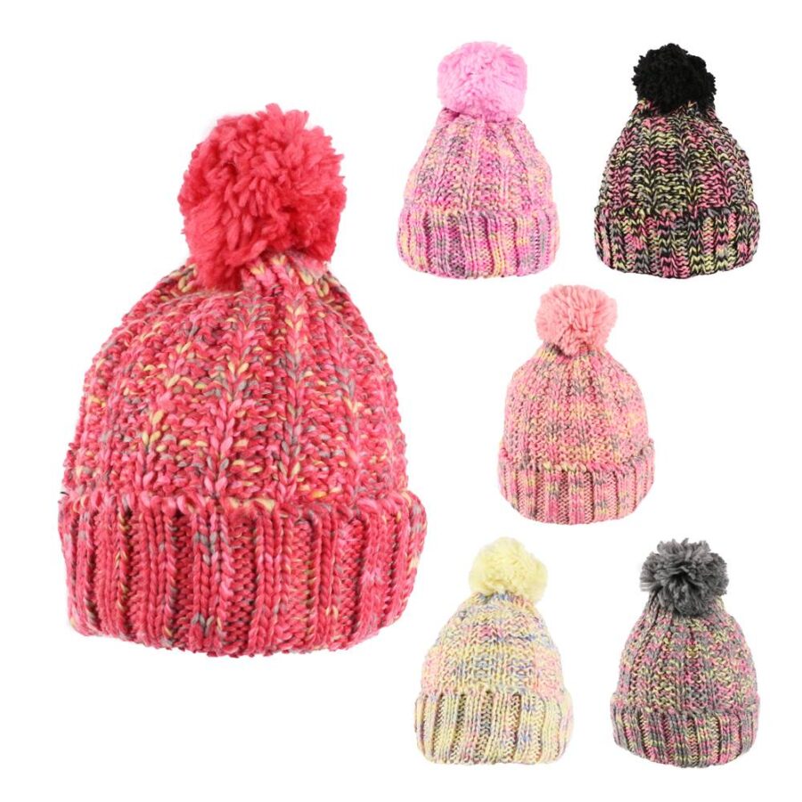 Gorro con Pompon Afelpado y Jaspeado