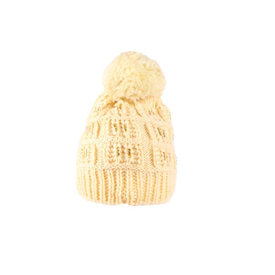 Gorro con Pompon Afelpado con Pedreria Dorada - Imagen 2