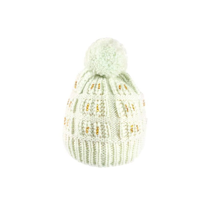 Gorro con Pompon Afelpado con Pedreria Dorada - Imagen 3
