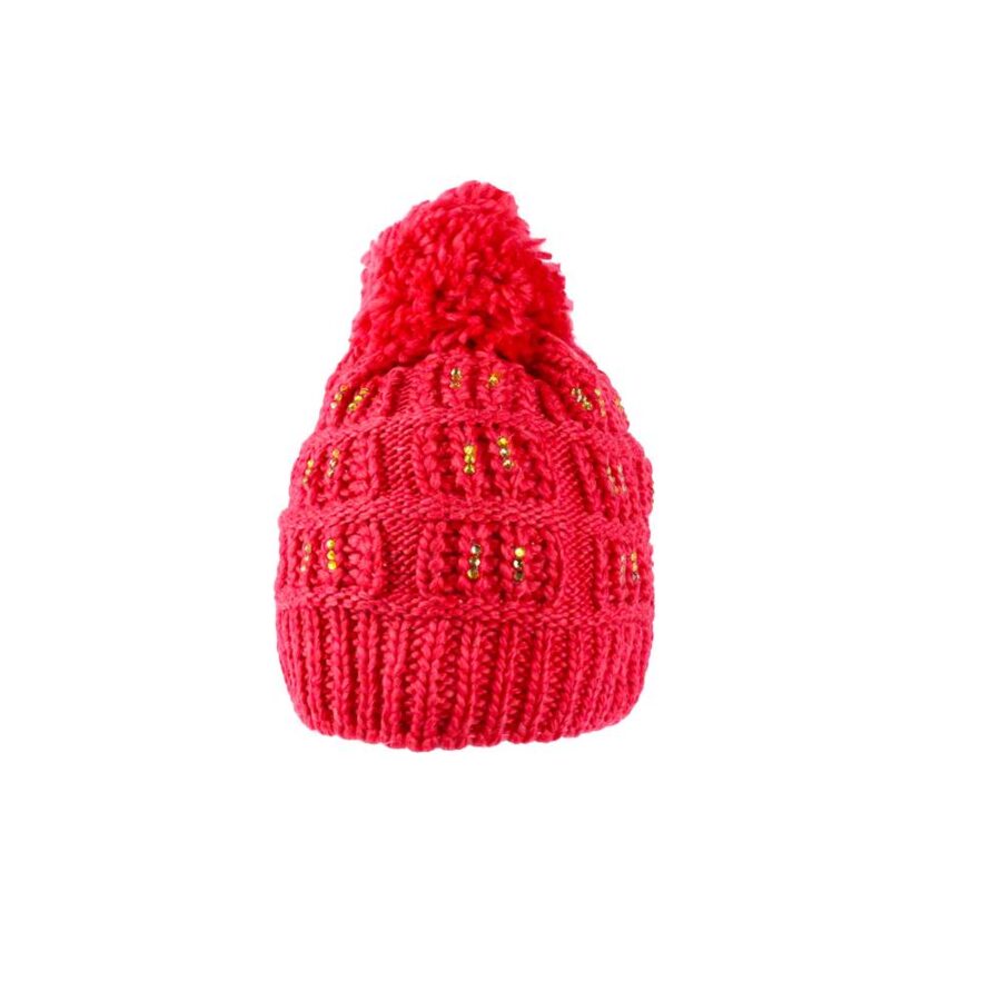 Gorro con Pompon Afelpado con Pedreria Dorada - Imagen 5