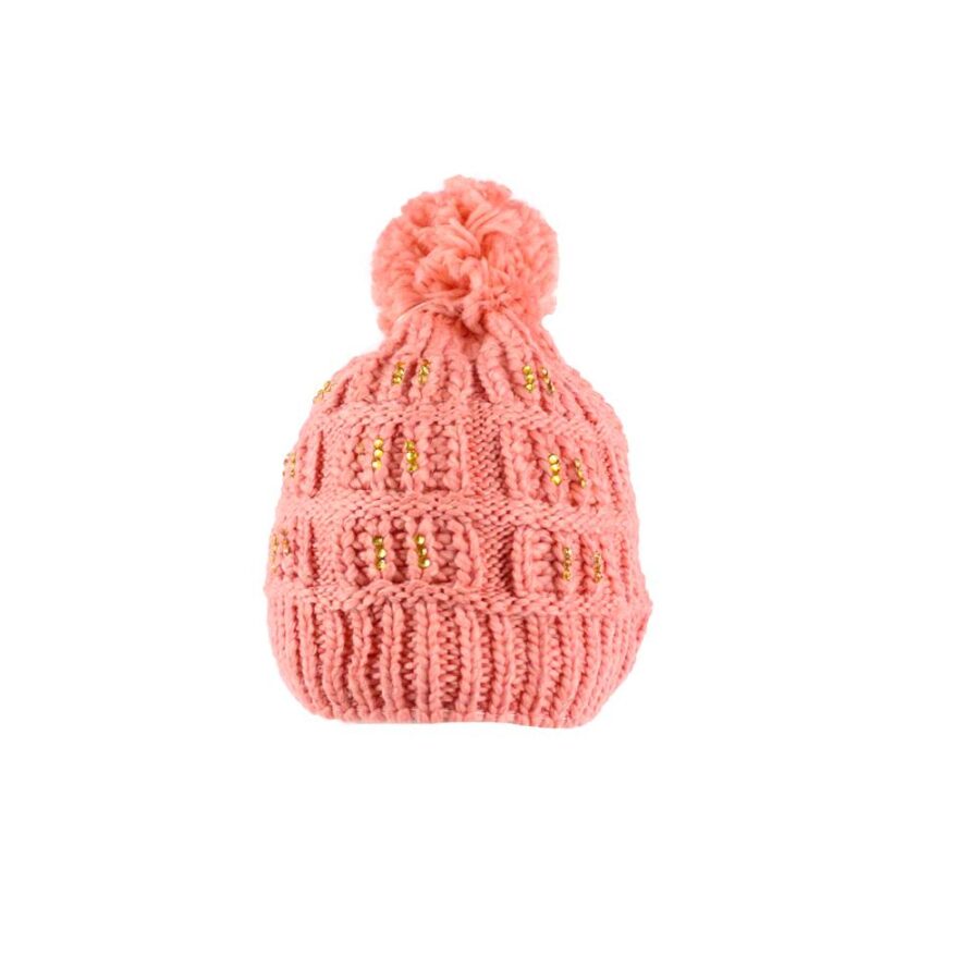 Gorro con Pompon Afelpado con Pedreria Dorada - Imagen 6