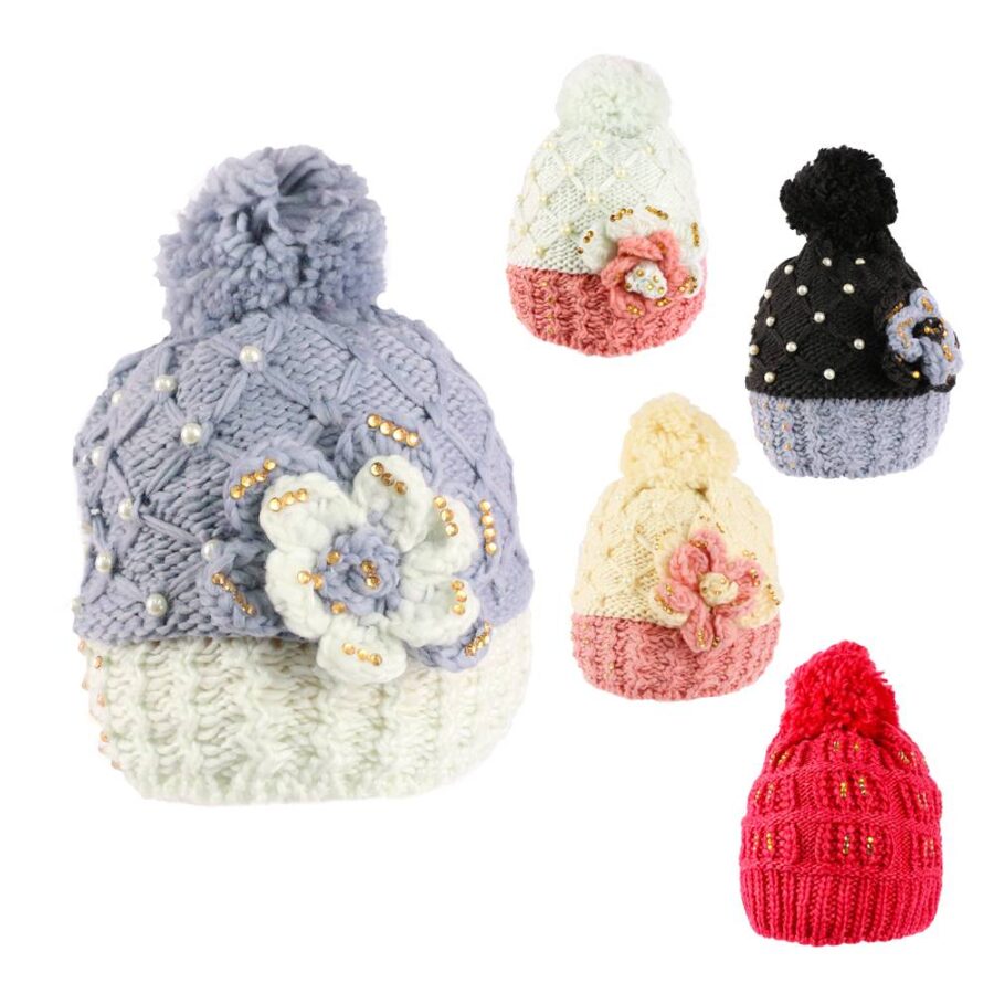 Gorro Aperlado con Pompon Afelpado
