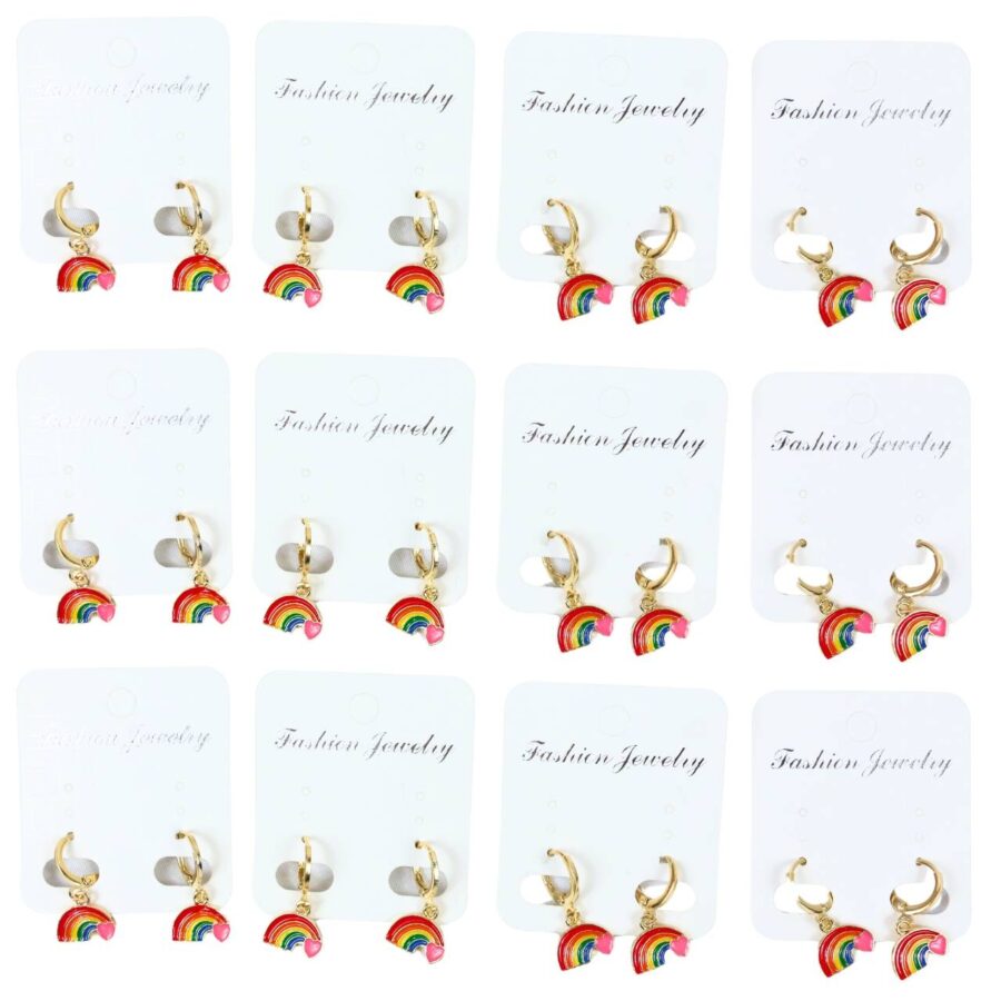 Aretes de arcoíris con 12 piezas