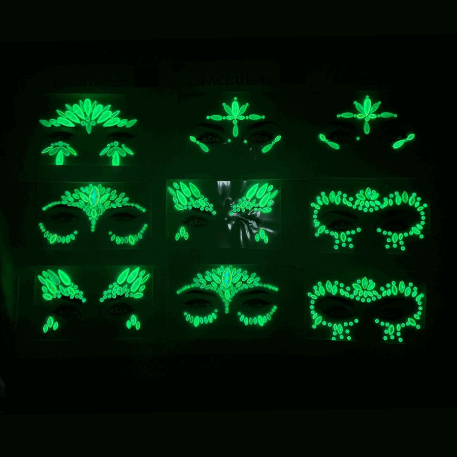 Pegatinas para la cara, brillan en la oscuridad - Imagen 7
