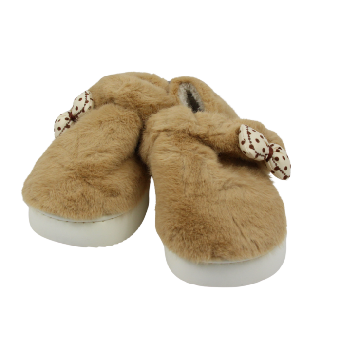 Pantufla cerrada de peluche con moño - Imagen 3