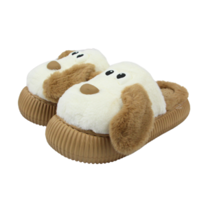 Pantuflas de peluche en diseño de perro