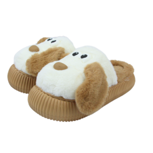 Pantuflas de peluche en diseño de perro