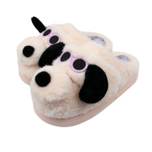 Pantuflas de peluche diseño de perro con lentes