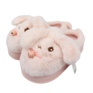 Pantuflas de peluche diseño de conejo con cascabel