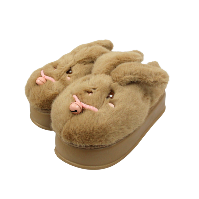 Pantuflas de peluche diseño de conejo con cascabel - Imagen 3