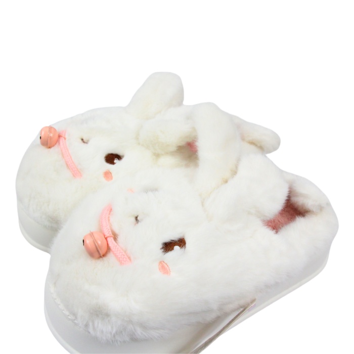 Pantuflas de peluche diseño de conejo con cascabel - Imagen 2