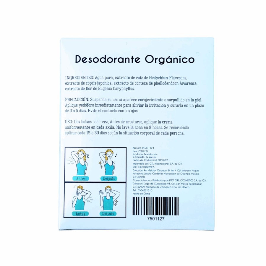 Desodorante orgánico unisex (12 sobres) - Imagen 3