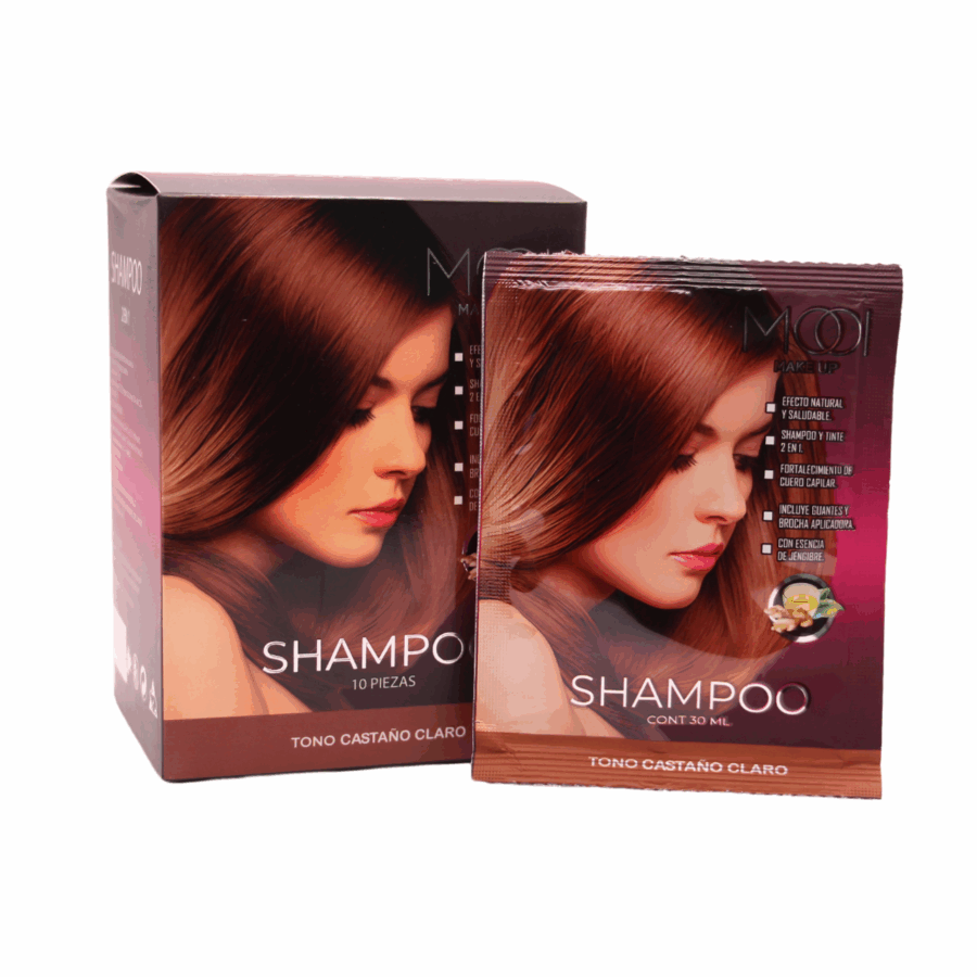 MOOI Tinte En Shampoo Cajita Con 10 Sobres Castaño Claro