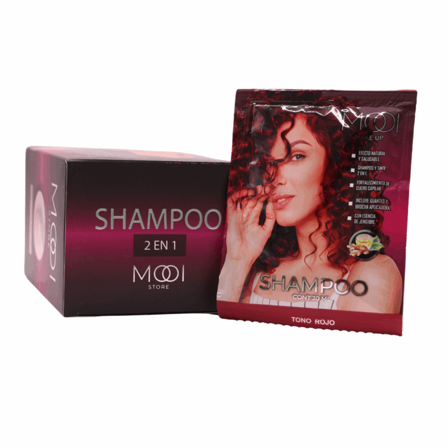 Tinte En Shampoo Cajita Con 10 Sobres Color Rojo