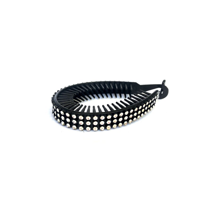 Peineta con Diamantes en Color Negro
