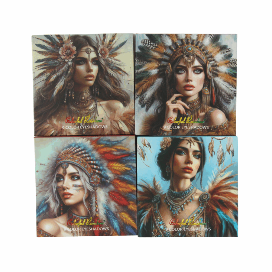 SET DE 4 SOMBRAS DE BOLSILLO CON ESPEJO 9 X 9 CM