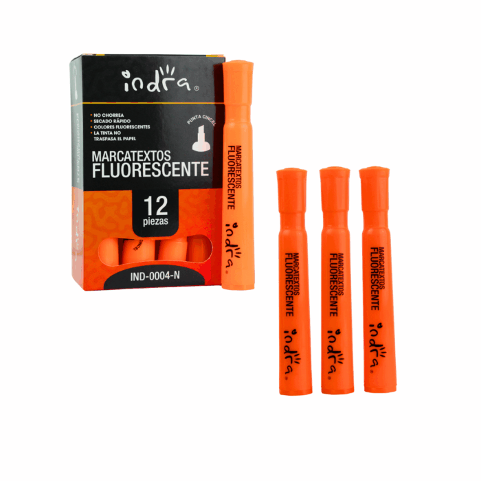 Cajita con 12 Marcatextos Fluorescentes Naranja