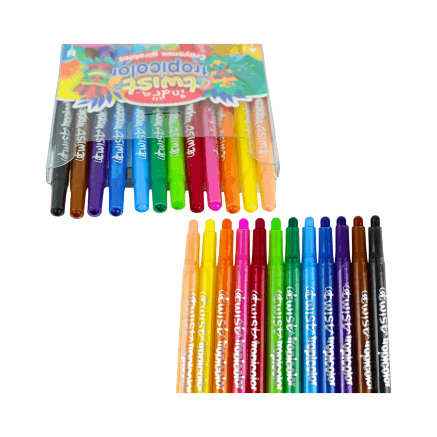 Set de 12 Crayones Girables Largos Tropicolor - Imagen 2