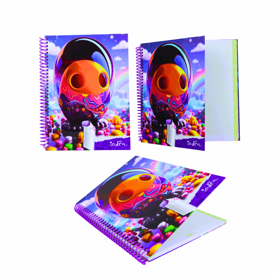 Libreta Pasta Dura Profesional 100 Hojas Cuadro Chico 5mm Fantasía - Imagen 4