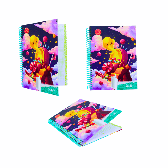 Libreta Pasta Dura Profesional 100 Hojas Cuadro Chico 5mm Fantasía
