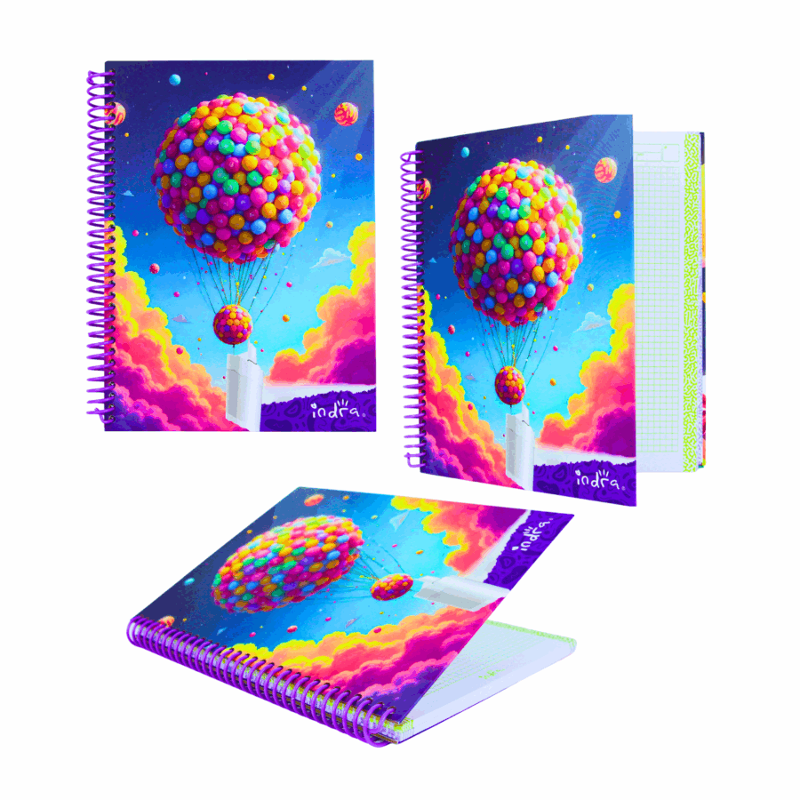 Libreta Pasta Dura Profesional 100 Hojas Cuadro Chico 5mm Fantasía - Imagen 3
