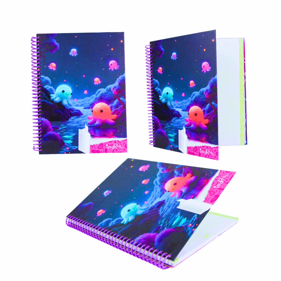 Libreta Pasta Dura Profesional 100 Hojas Cuadro Chico 5mm Fantasía - Imagen 9
