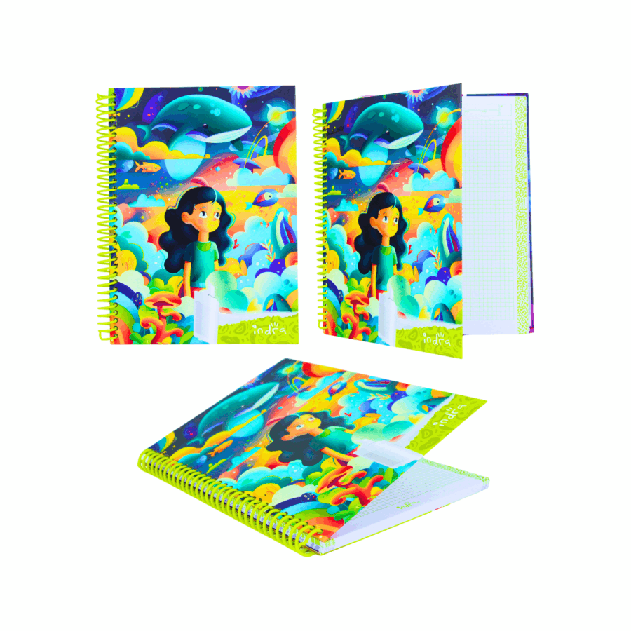 Libreta Pasta Dura Profesional 100 Hojas Cuadro Chico 5mm Fantasía - Imagen 8