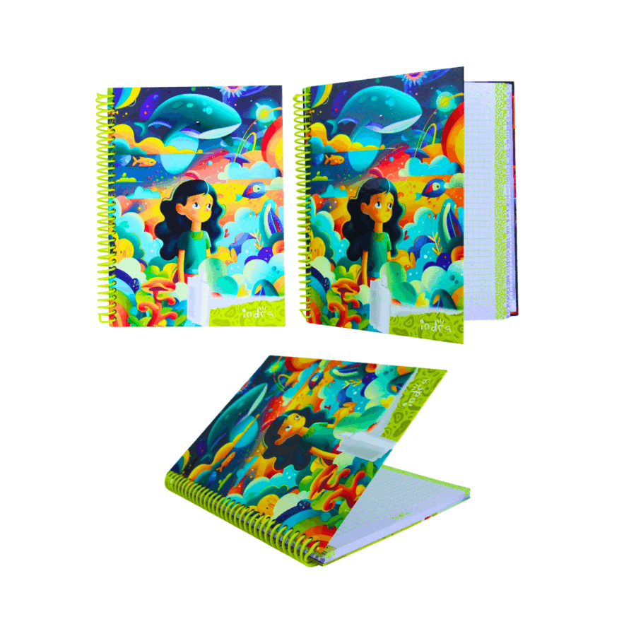 Libreta Pasta Dura Profesional 100 Hojas Cuadro Grande 7mm Fantasía - Imagen 10
