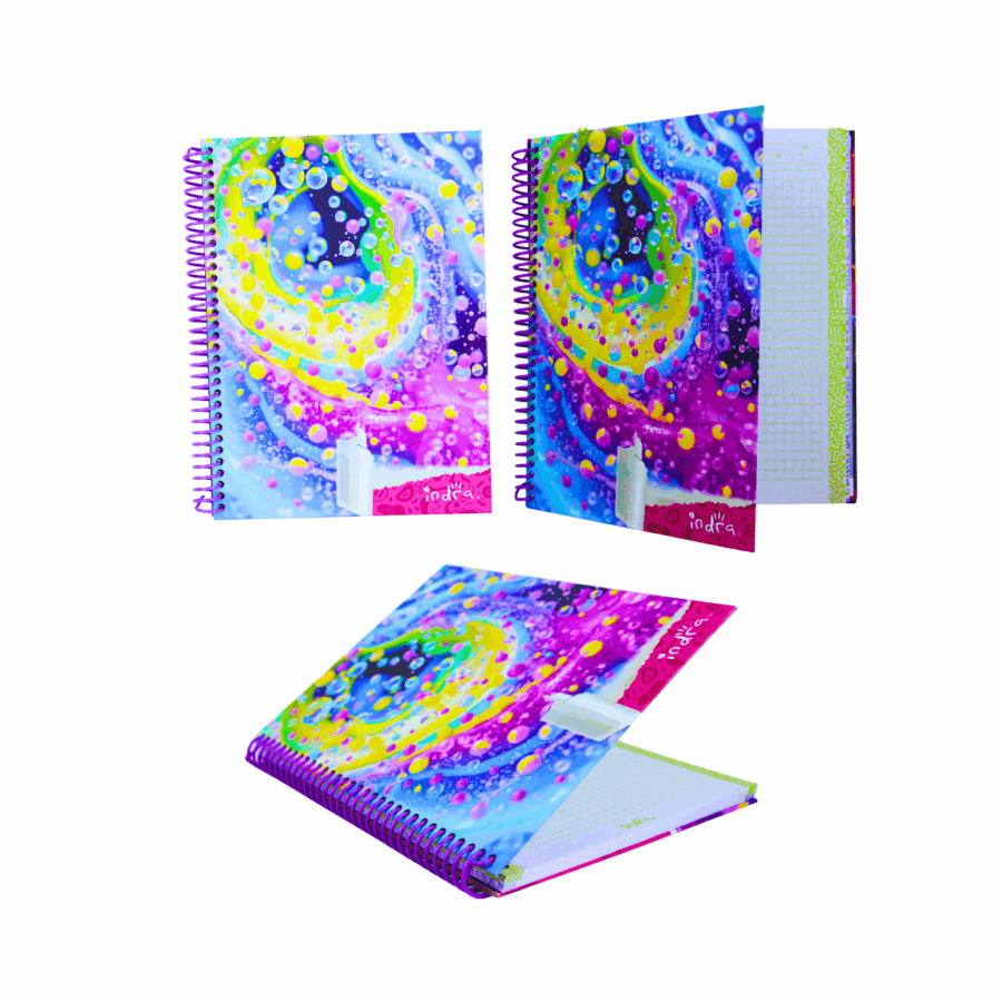 Libreta Pasta Dura Profesional 100 Hojas Cuadro Grande 7mm Fantasía - Imagen 9