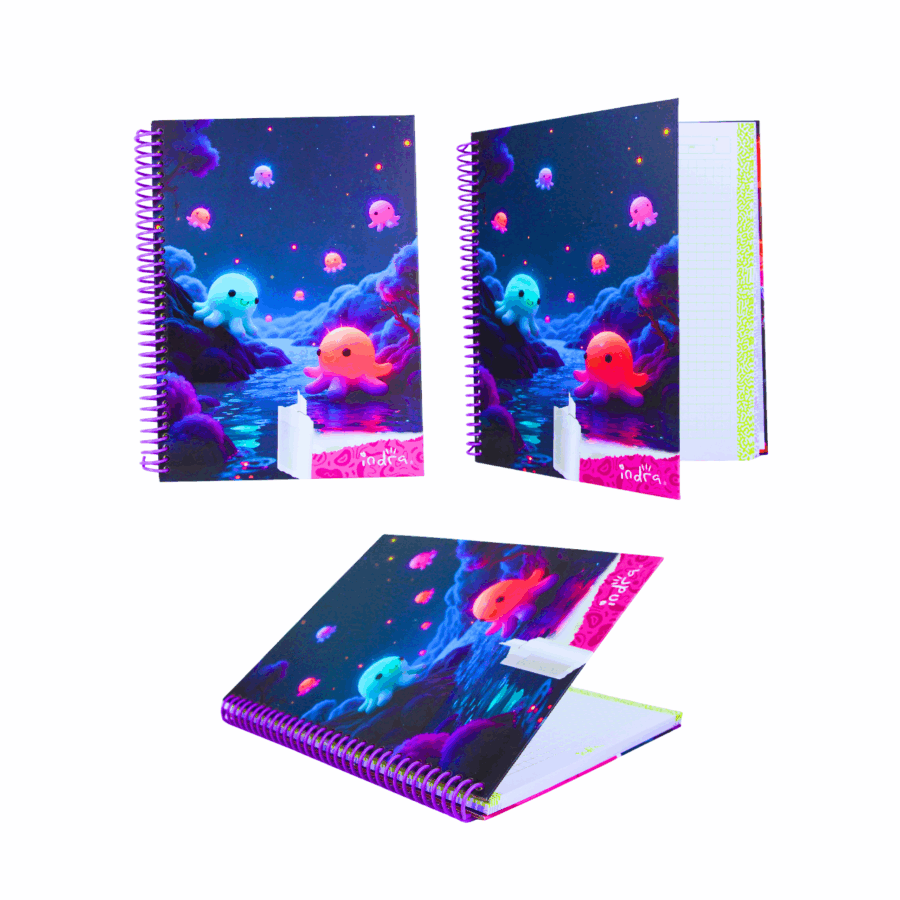Libreta Pasta Dura Profesional 100 Hojas Cuadro Grande 7mm Fantasía - Imagen 4