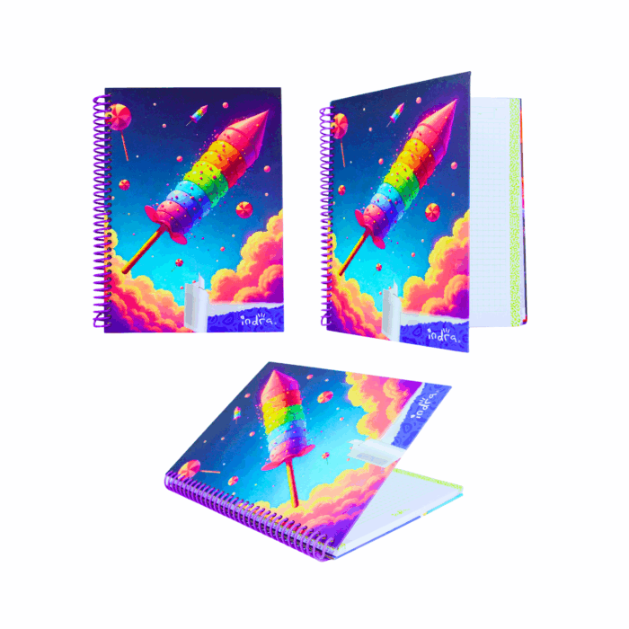 Libreta Pasta Dura Profesional 100 Hojas Cuadro Grande 7mm Fantasía