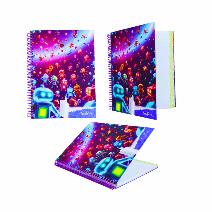 Libreta Pasta Dura Profesional 100 Hojas Cuadro Grande 7mm Fantasía - Imagen 13