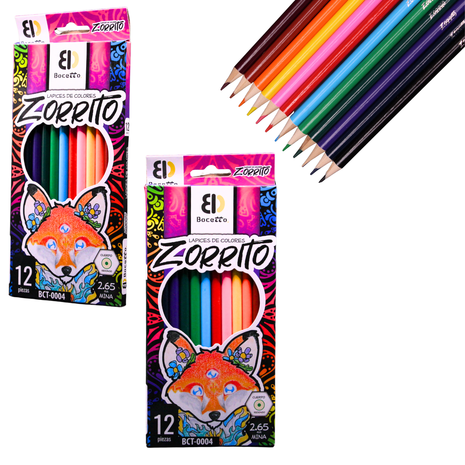 Caja de 12 colores de madera zorrito - Imagen 3