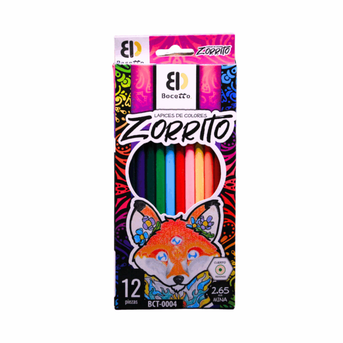 Caja de 12 colores de madera zorrito