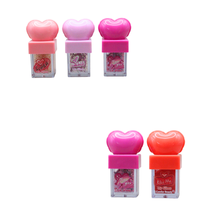 Brillo labial magico de corazon (Set de 24 piezas)